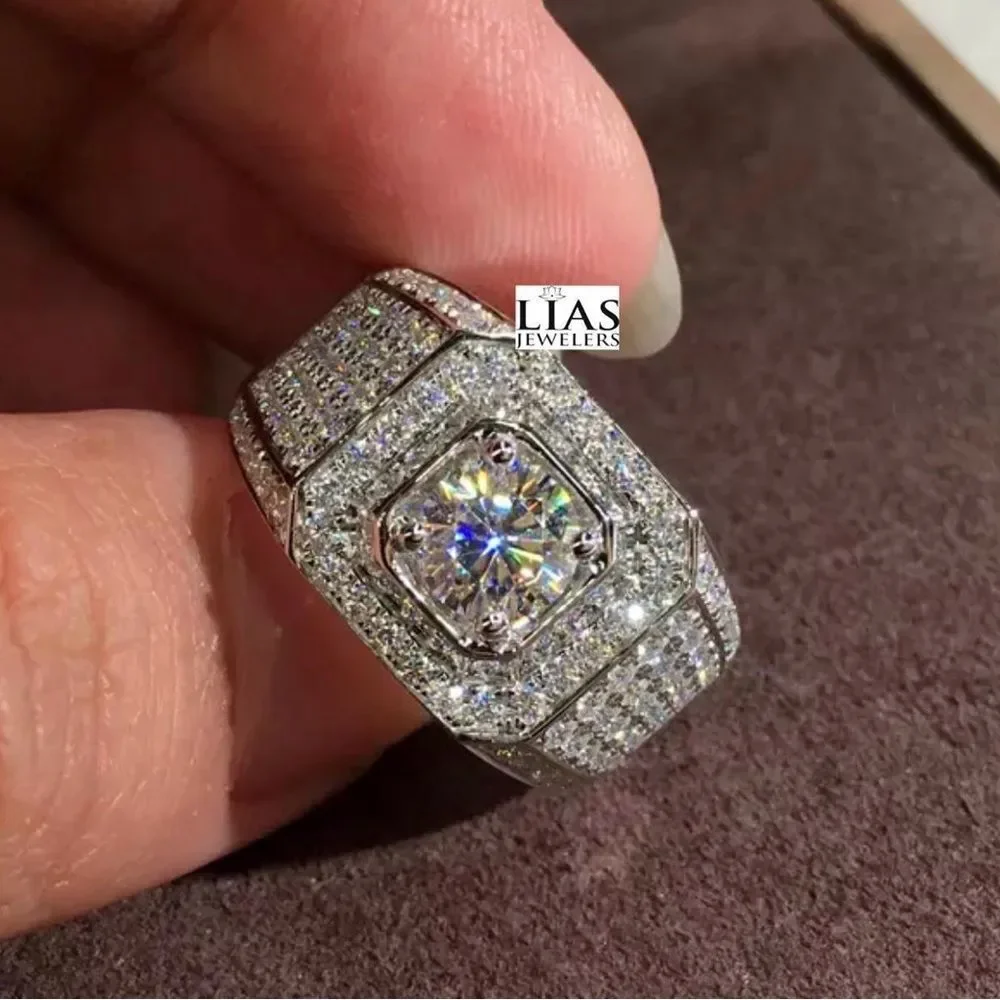 New 18k white gold men wedding ring